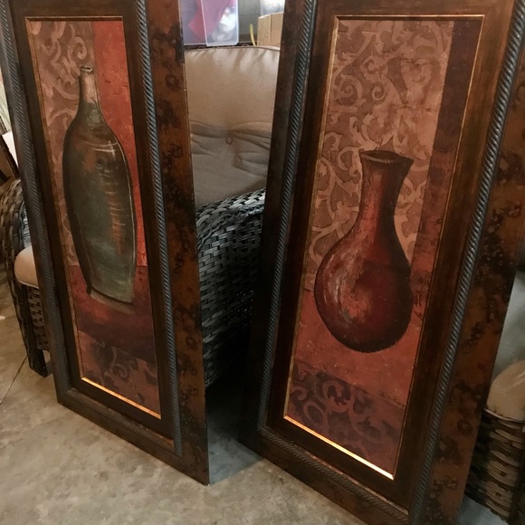(2 of the Huge vase / pots paintings- Light wt. - 24 wd by l. 47. New condition!